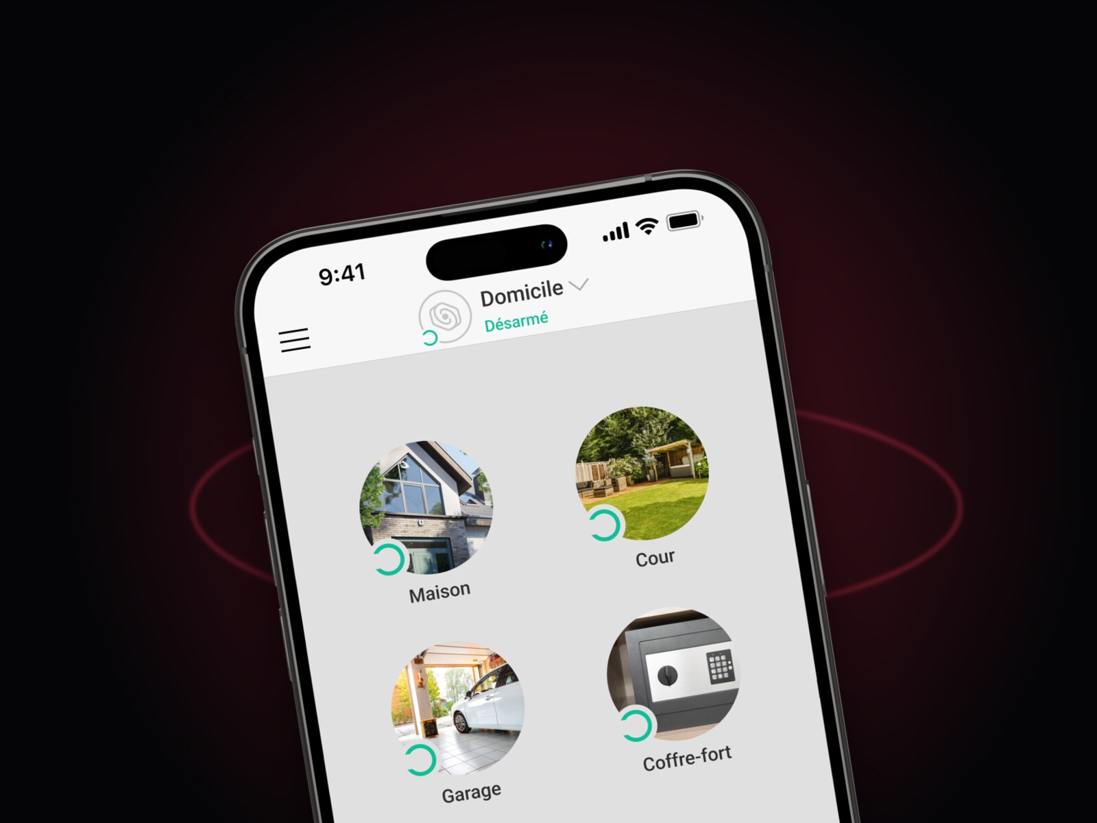 Application de pilotage de l&rsquo;alarme sur smartphone : maison, cour, garage et coffre-fort